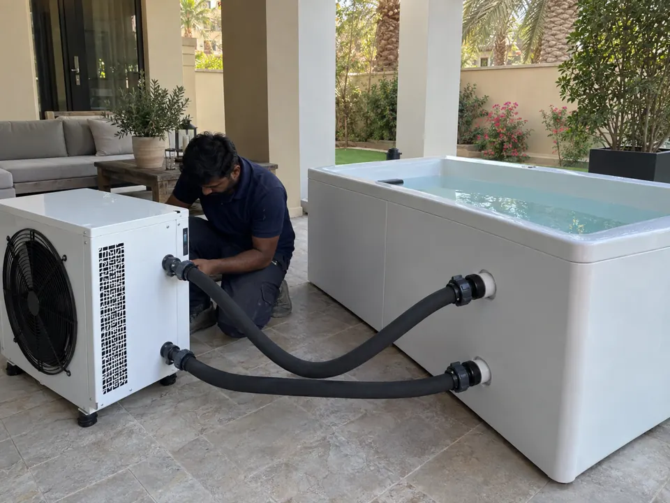 Connecting a cold plunge tub to its external chiller