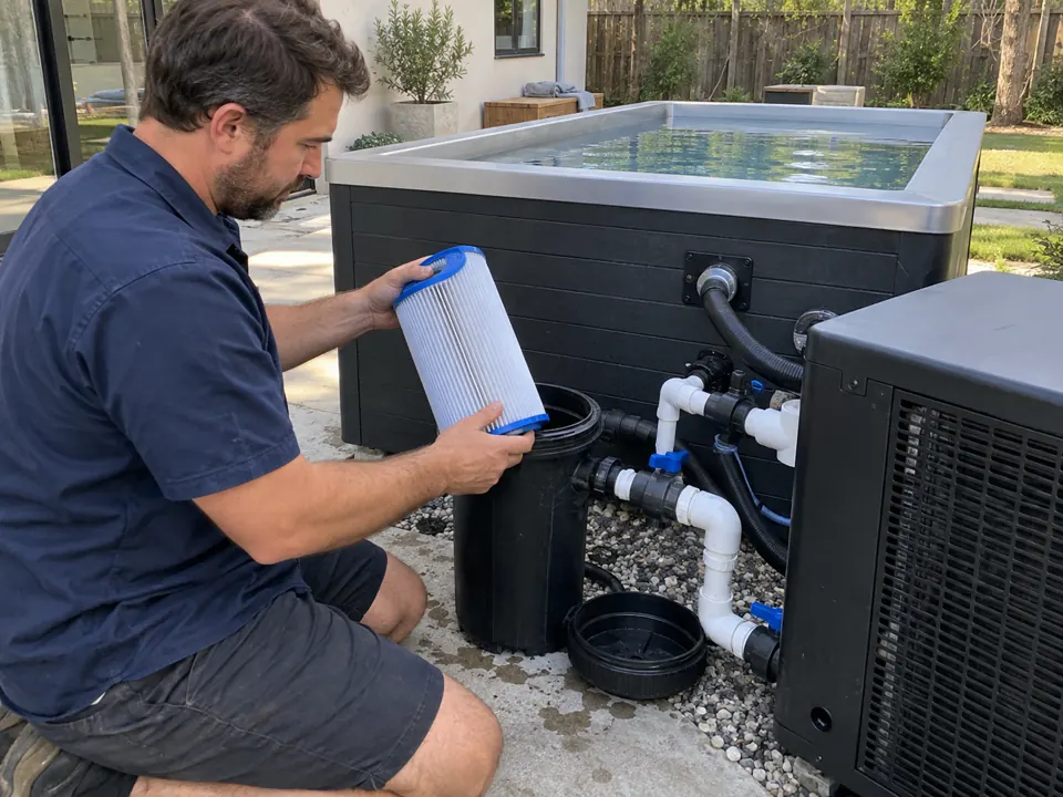Maintaining a cold plunge filtration system