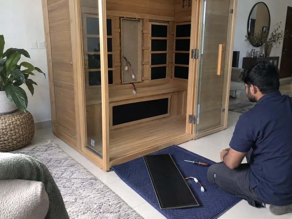 Replacement of an infrared sauna heating panel