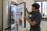 فني يفحص جلدة باب ثلاجة